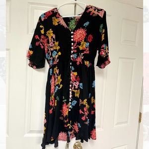 Button up Floral Dress with Front Tie